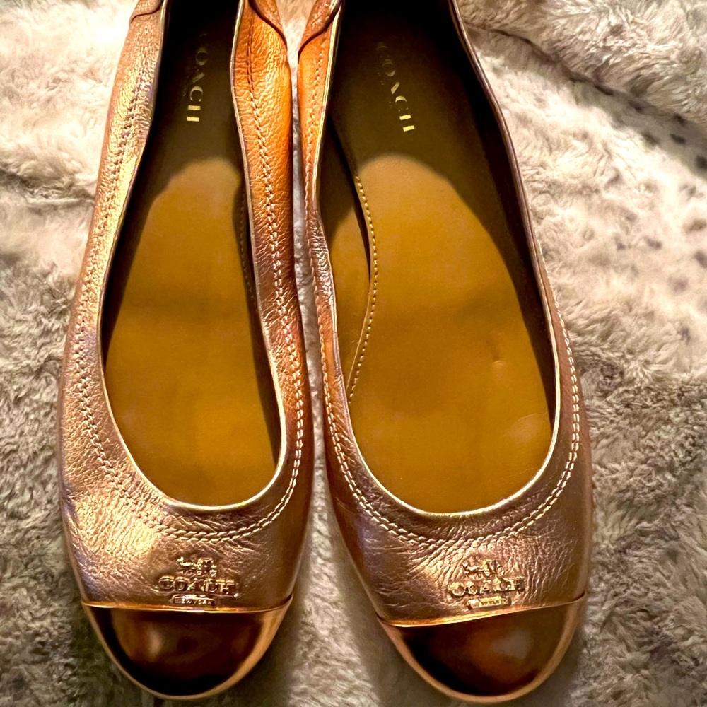 Rose gold Coach flats size 6.5